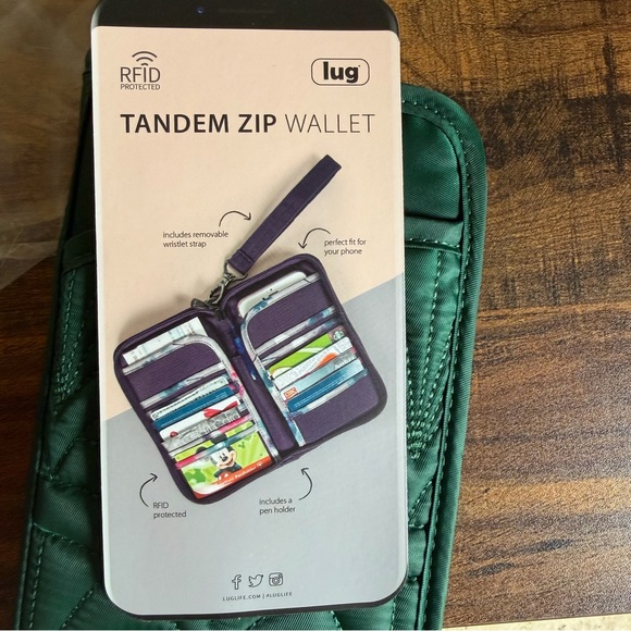 Lug Tandem Zip Wallet Green New - Picture 8 of 8